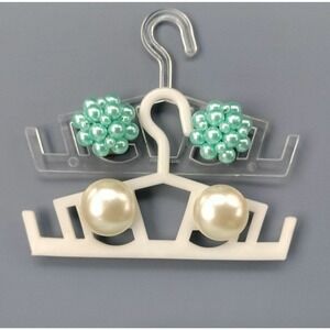 Vintage Belks Clip On Earrings Pairs Lot Of 2 Off White Baby Blue Faux Pearl Set